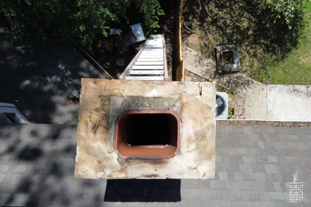 Chimney exposed to rain damage